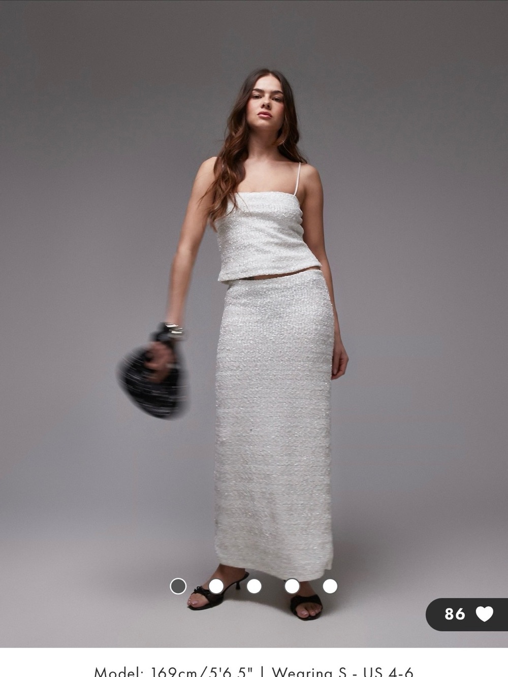 ASOS Topshop Premium Sequin Tank and Midi Skirt White – Matching Set